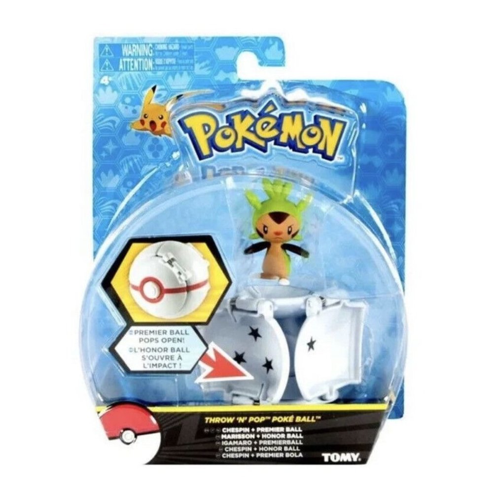 Pokemon Throw 'n' Pop Pokeball Chespin Premier Ball Figure Set